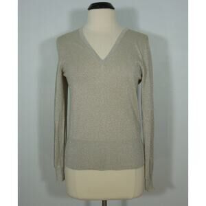 ONLY MINE Sweater L LARGE V-Neck Metallic Silk Blend